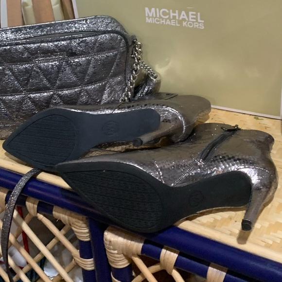 Michael Kors Silver Metallic Ankle Boots - Picture 4 of 5